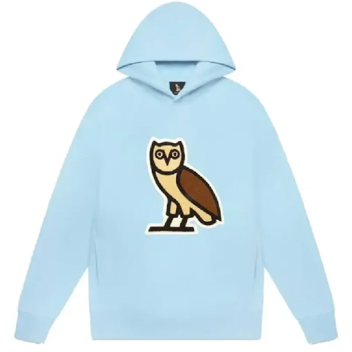 Ovo Light Blue Chenille Bubble Owl Hoodie