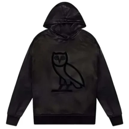 Ovo OG Owl Black Leather Hoodie
