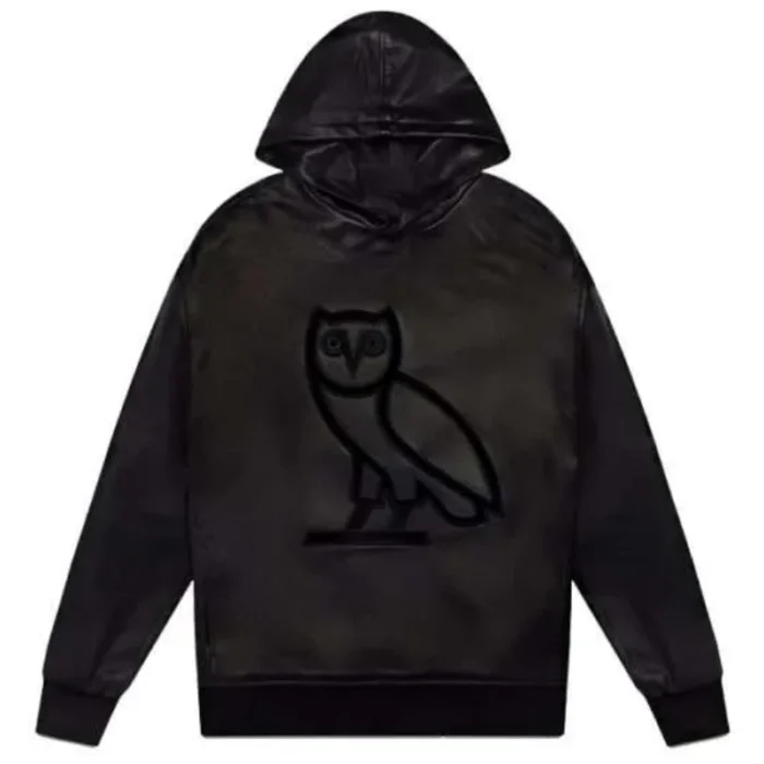 Ovo OG Owl Black Leather Hoodie