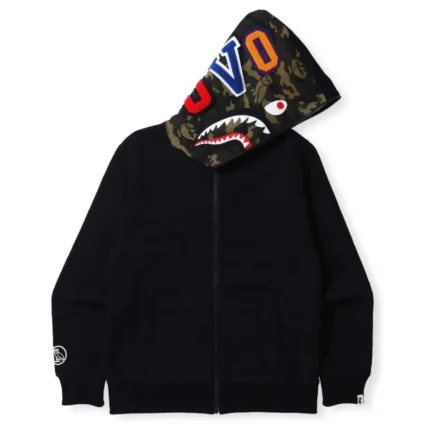 Ovo x Bape Woodland Camo Shark Reversible Black Hoodie