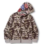 Ovo x Bape Woodland Camo Shark Reversible Brown Hoodie