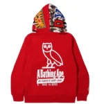 Ovo x Bape Woodland Camo Shark Reversible Red Hoodie-back