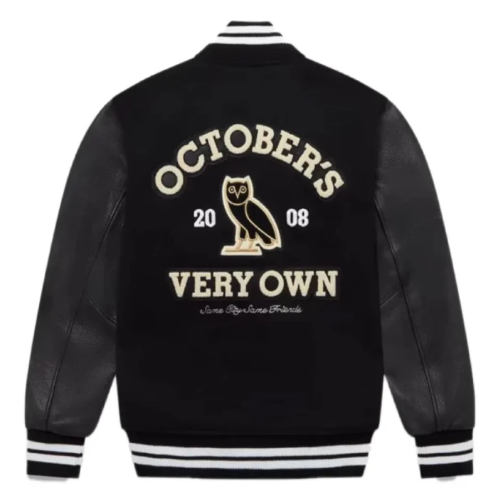 Ovo Collegiate Black Varsity Jacket back