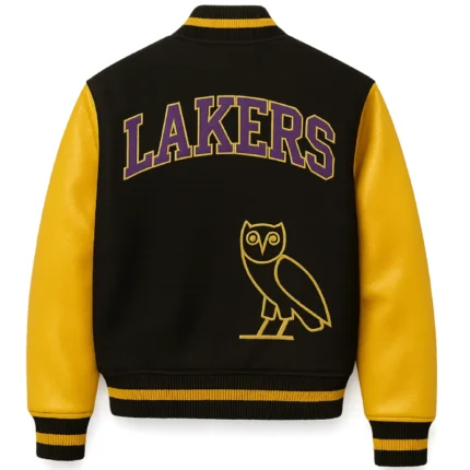 Ovo Lakers Letterman Black and Yellow Jacket-back