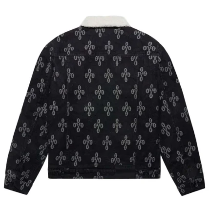Ovo Monogram Denim Trucker Washed Black Jacket-back