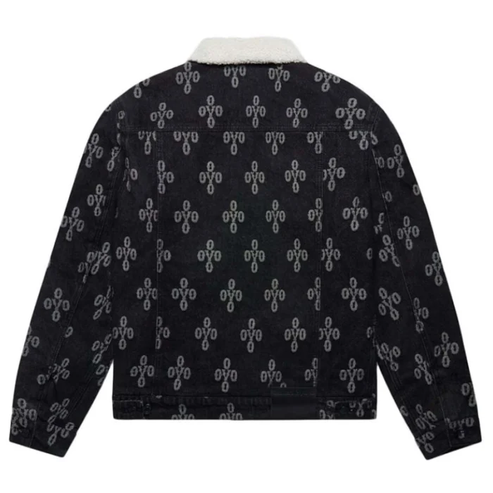 Ovo Monogram Denim Trucker Washed Black Jacket-back