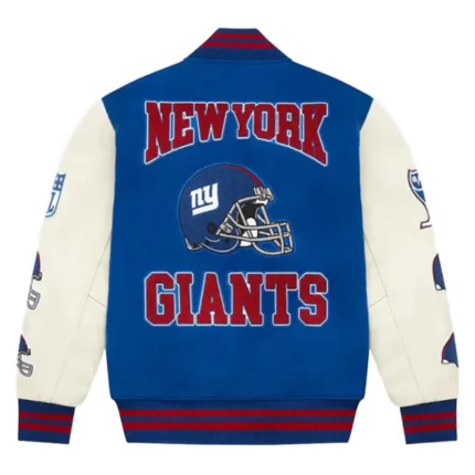 Ovo Ny Gaints Jets Varsity Blue Jacket-back