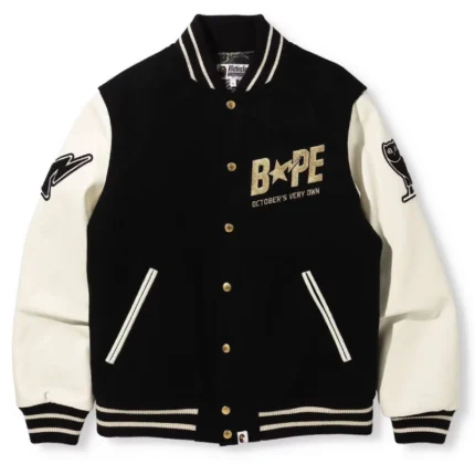 Ovo x Bape Varsity Black Jacket