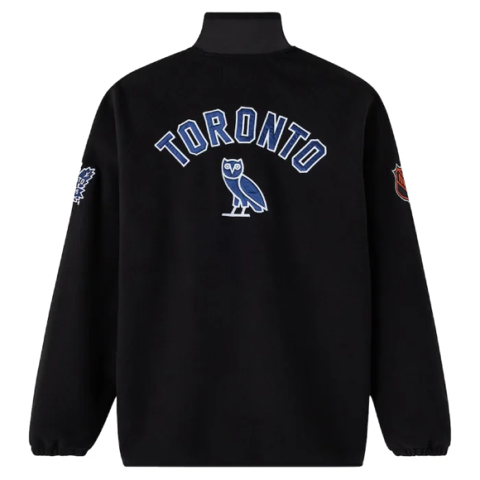 Ovo x NHL Toronto Maple Leafs fleece Full Zip Black Jacket-back