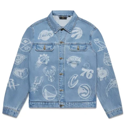 Ovo x Nba Team Icons Denim Washed Indigo Jacket
